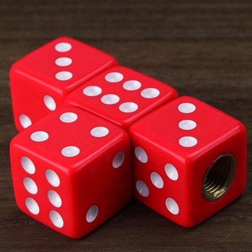 4PCS Red Dice Car Bicycle Wheel Tire Air Valve Stem Caps Dust Covers Accessories - Picture 6 of 12