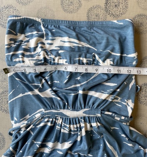 Rachel Pally Strapless Column Maxi Dress Women L Blue Marble Print Modal - Picture 8 of 9