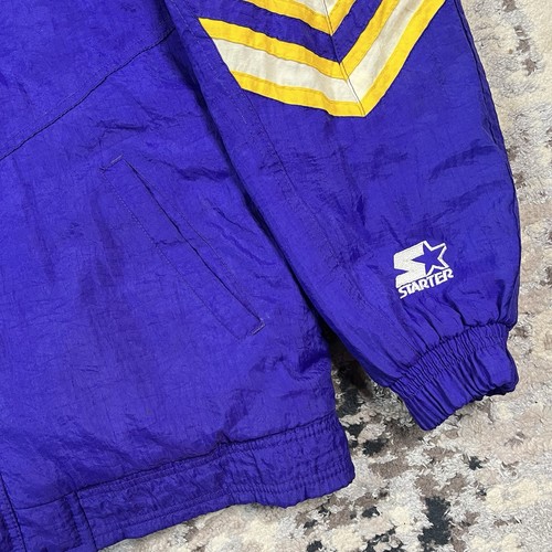 Giacca cappotto vintage starter pro line minnesota vikings full zip cappuccio taglia XL anni 90 Y2K - Foto 3 di 12