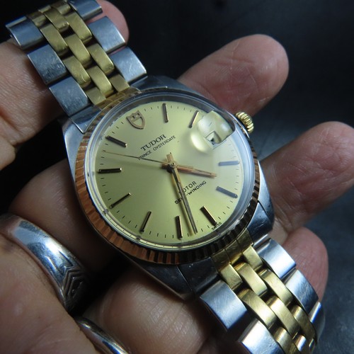 Solid Gold Bezel Swiss Made Tudor Prince Oysterdate Automatic Men Watch - Picture 5 of 14