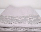 Pair Curtains W66 X 54" Lace Pelmet Blackout Lined Tab Top Grey Rod Pockets