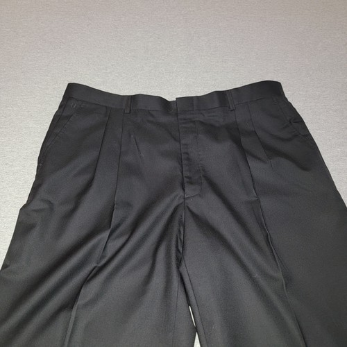 Ungaro Vitale Barberis Canonico Dress Pants Men's 40x32 Black Pure Wool Pleated - Picture 4 of 12