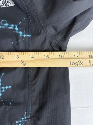 North Face Rain Jacket Windbreaker Boy's Small 7/8 Black Blue Hooded DryVent Zip - Picture 10 of 11
