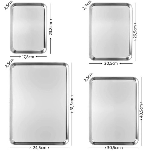 Backblech, Edelstahl Groß Auflaufform Ofenblech 4Er Set, Rechteckig Backform DIY - Bild 5 von 19