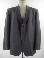 Mens 44R Vtg 1950's Brent Gray Plaid Wool Suit Jacket Blazer Sport Coat USA Made