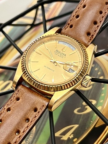 Vintage Uhr Bulova President Super Seville DAY/DATE Automatik vergoldet Box - Bild 20 von 24