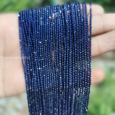 AAA Blue Sapphire Faceted Rondelle Beads . Hydro Sapphire Beads Beaded Necklace
