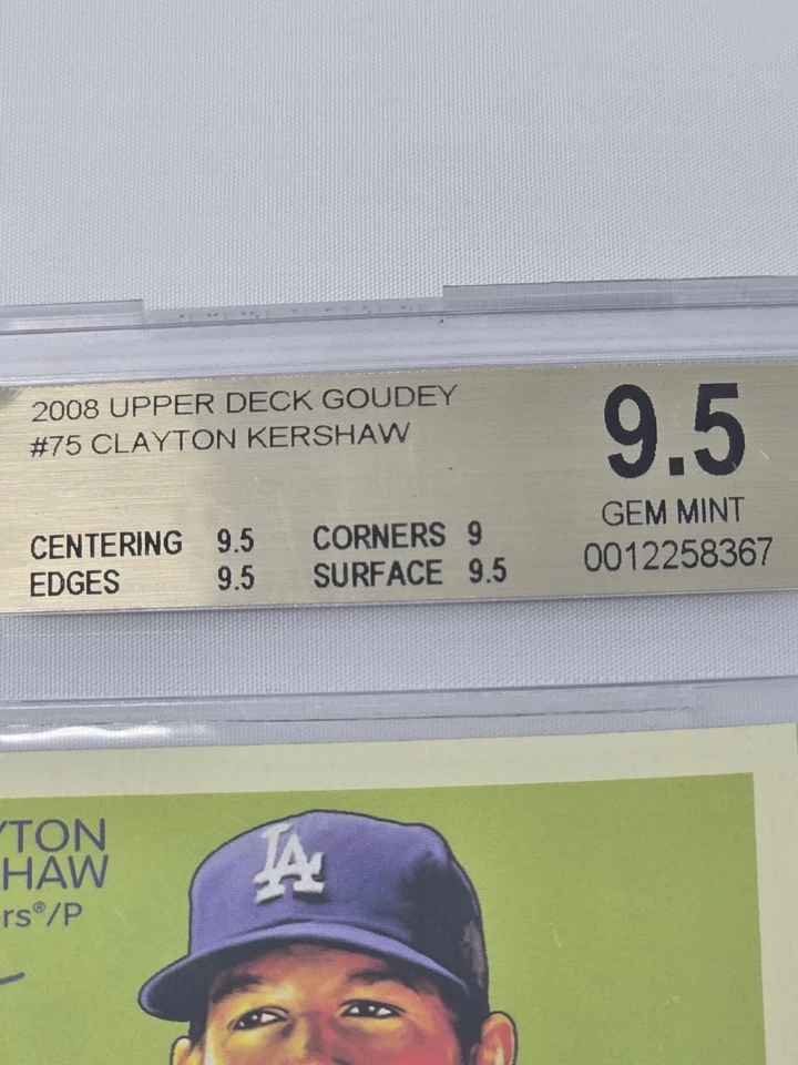  Clayton Kershaw Dodgers Rookie Upper Deck Goudey #75 Beckett 9.5 Estado perfeito - Imagem 3 de 4