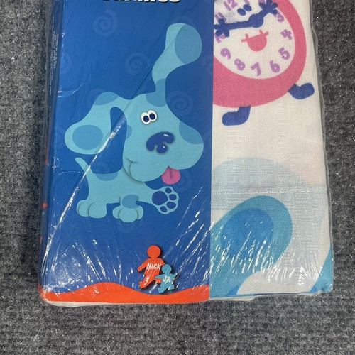 Vintage Blue's Clues Fenster Volant Kinder Dan River Tickety Tock Salz Pfeffer 2000 Neu aus altem Lagerbestand - Bild 2 von 10