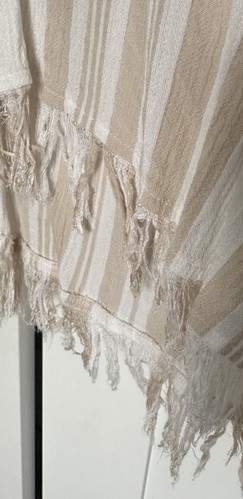 Billabong Women's Lightweight Swim Cover-up Beige & White With Fringe Size Large - Picture 3 of 7