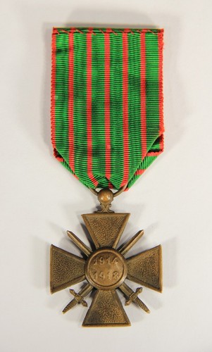 France 1915 WWI Croix De Guerre - War Cross With Palm & 5 Stars - Bronze L019467 - Imagen 4 de 16