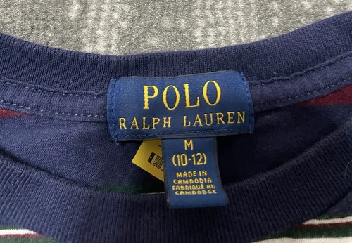 Ralph Lauren Polo Kids Striped Multicolor Short Sleeve Crew Neck Shirt M - Picture 6 of 12