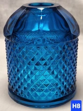 Blue Fairy Lamp MCM Viking Bluenique Diamond Point Glass Fairy Lamp Shade ONLY 