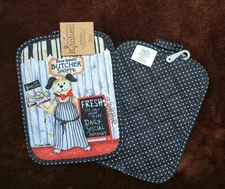 Dog Potholder Set Kay Dee Butcher Shoppe Pattern NWT
