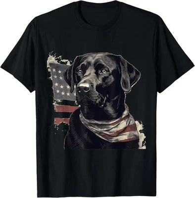 American USA Flag Lab Owner Black Labrador Retriever Gift Unisex T-Shirt - Image 1 of 4