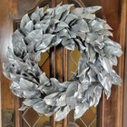 REAL All-Natural Magnolia Wreath, 30", Silver, Glitter - All-Season | Holiday