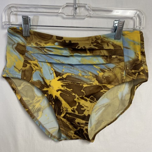 Tara Grinna Swimsuit Tankini Size 32,  Bottom Size 8, Half Panel Wrap Gold Tones - Picture 6 of 11