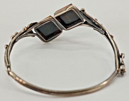 schöner Design Armreif Armband Bernstein Amber Vintage 60er 70er 925 er Silber - Bild 5 von 7