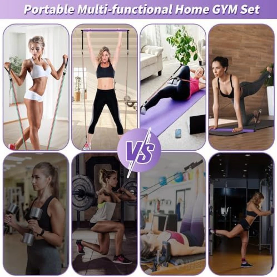 Kit de barra de pilates portátil con bandas de resistencia para hombres y mujeres - Juego de 3 ejercicios Foto 3 de 4