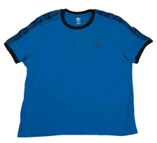 Umbro Vintage T-Shirt Blue Short Sleeve Men XL 48" Soccer Rugby Jersey Tape Logo