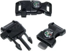 Black 5/8 Inch Compass Buckle with Flint Scraper, Fire Starter, and Whistle... 