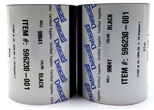 Datacard 91m ID Card Printer Ribbon Black DCD-596230-001 Genuine OEM - 2 Rolls - Afbeelding 3 van 7