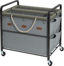 295-liter extra-large capacity laundry cart, heavy-duty garment sorting cart,