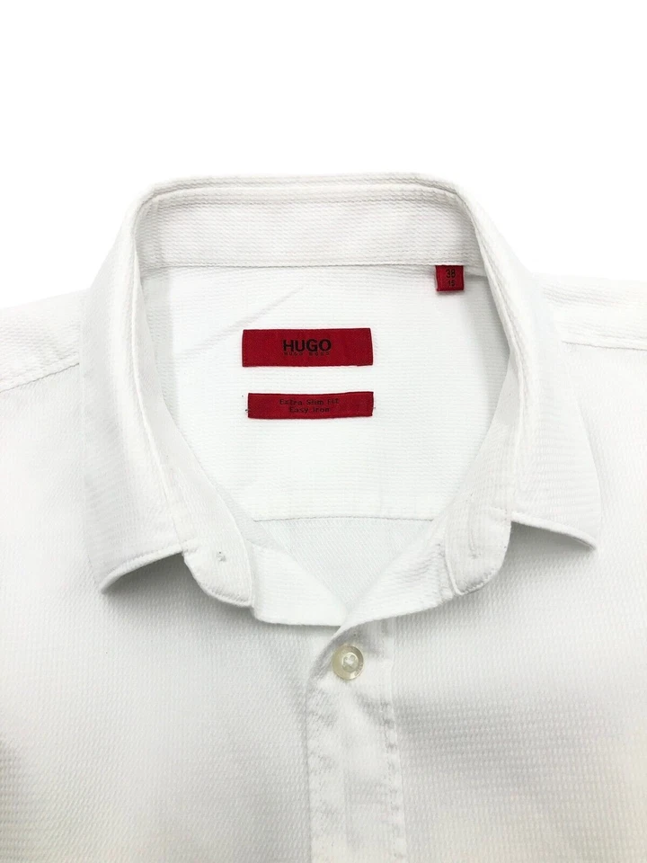HUGO BOSS Extra Slim Solid White Shirt Casual Formal Men Size S (38 - 15) - Image 4 of 4