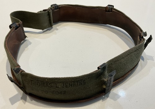Named Original Vietnam War Type 1980 U.S. M1 Helmet Liner Leather Sweatband