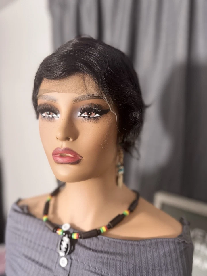 Парик короткой стрижки Pixie из натуральных волос вьющийся и бесклеевой - Изображение 3 из 4