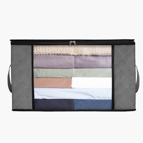 90L 6 Pack Large Cloth Storage Bags Duvet Bedding Clothing Organizer with Zip # - Picture 5 of 12