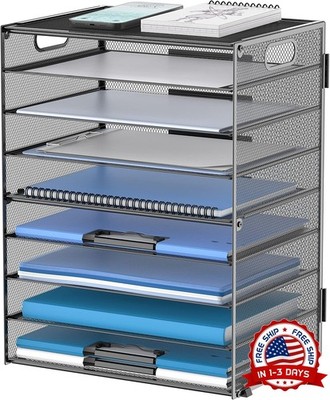Organizador de papel de 9 niveles para escritorio, bandeja de malla para cartas.