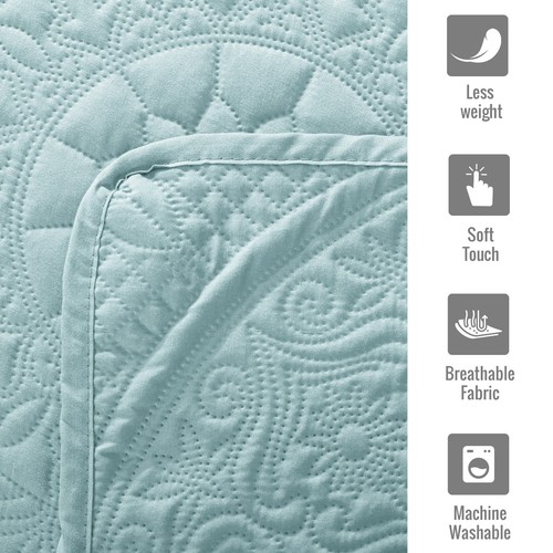 Floral Bedspreads Queen Size 3 Piece Quilted Bedspread Quilt Set Comforter Set - Picture 96 of 166