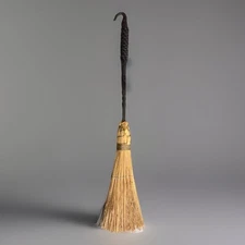 BROOM Antique Vintage Primitive Hearth Straw Broom Wrought Iron Twisted Handle