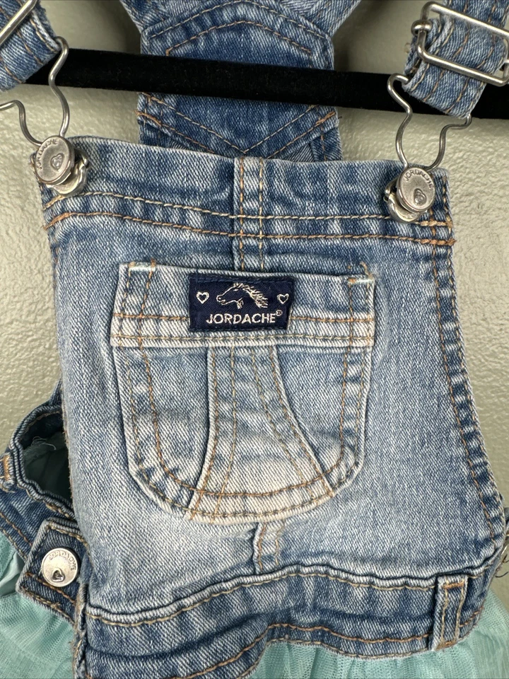 JORDACHE Lindo Vestido Mono Denim y Tul Con Mariposas Talla 3T Foto 2 de 4