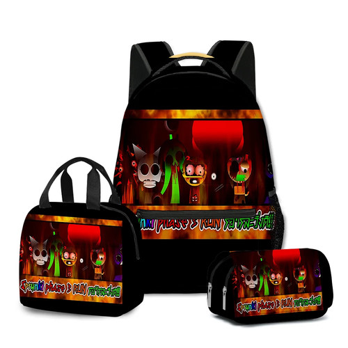 Novelty Sprunki- 3D Printed 3pcs/Set Notebook Backpack Lunch bag Pencil Case - Picture 43 of 48