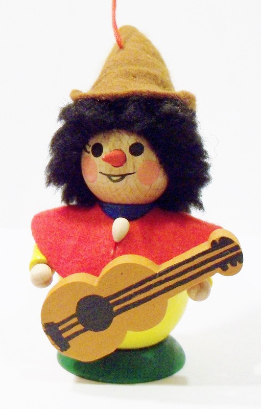 Steinbach Germany Elf Gnome Dwarf Musician Guitar Wooden Wood Vintage Ornament