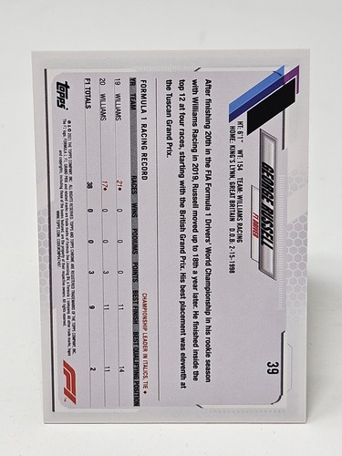 2021 Topps Chrome Formula 1 #39 George Russell Refractor WILLIAMS RACING - Picture 2 of 2