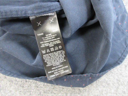 Ted Baker Shirt Mens Large Navy Blue Short Sleeve Button Up Dot Print Pocket - Picture 12 of 17