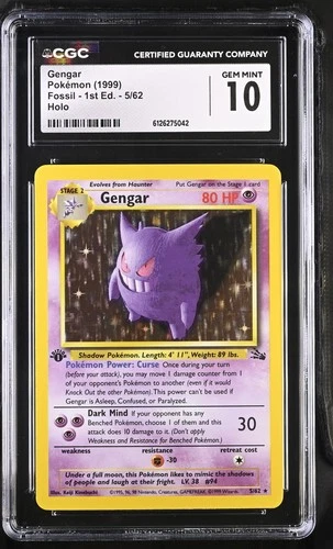 CGC 10 GEM MINT Gengar 1999 Fossil 1st Edition 5/62 Holo Pokemon Card