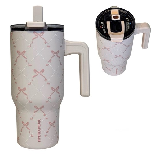 Vaso botella de agua aislado HYDRAPEAK Pink Bow Voyager 25 OZ con tapa y pajita - Imagen 9 de 9