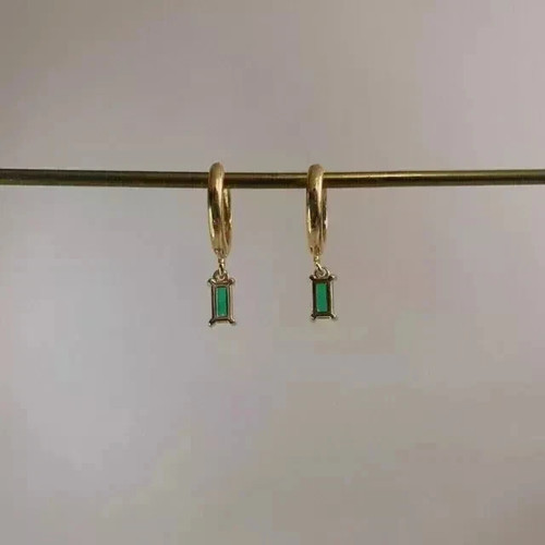 Ohrringe 2,10 kt Smaragdschliff Lab Created grüner Smaragd Ohrhänger 14 kt Gelbgold vergoldet - Bild 3 von 6