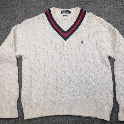 VINTAGE Polo by Ralph Lauren 100% Cotton Cricket Sweater XL - Picture 2 of 8