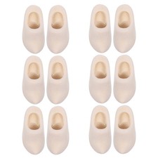 6 Pairs Mini Doll Shoes Miniature Dollhouse Dutch Clogs Blank Wooden