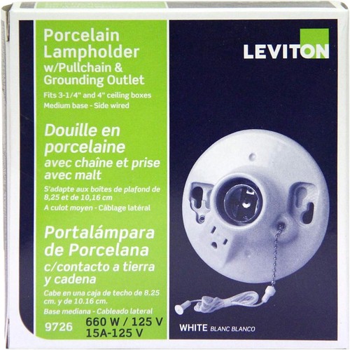 Leviton 9726-C One-Piece Glazed Porcelain Outlet Box Mount, 1 Pack, White - Picture 4 of 5