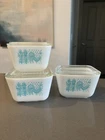 Pyrex Vintage Amish Butterprint Refrigerator Set Three Dishes with Lids