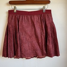 Spanx Get Moving Tennis Skort Large Rust Red Multi Pickleball Speckled Pleated