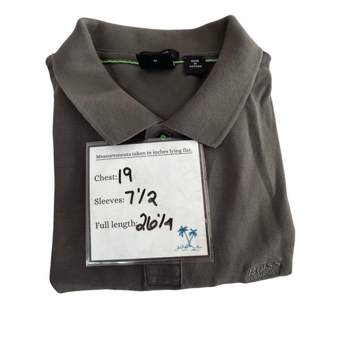 Camisa Polo Hugo Boss Pima Algodón Para Hombre Mediana Calce Regular Gris Informal - Imagen 6 de 6