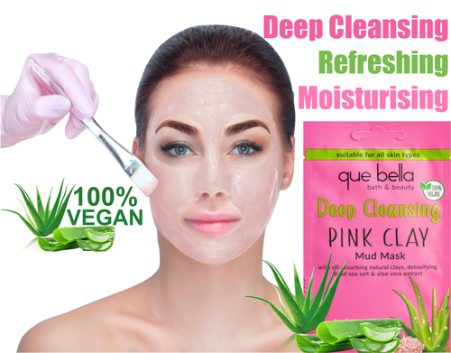 Deep Clean Pink Clay Mask Anti-Acne Poreless Detox Aloe Vera Cleanse Oil Control - Picture 4 of 14