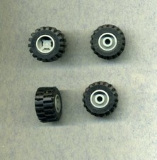  Lego-Reifen - 6015 - Mit Felge- Ohne Kerbe - Grau -- 6014 - 4 Stück-Neuwertig